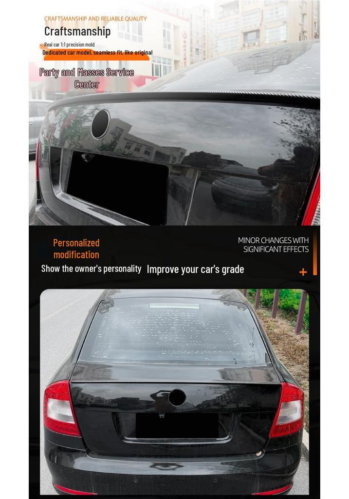 Skoda Octavia MK2 (2004-2012) Rear Spoiler Wind Deflector Car Sticker Kit