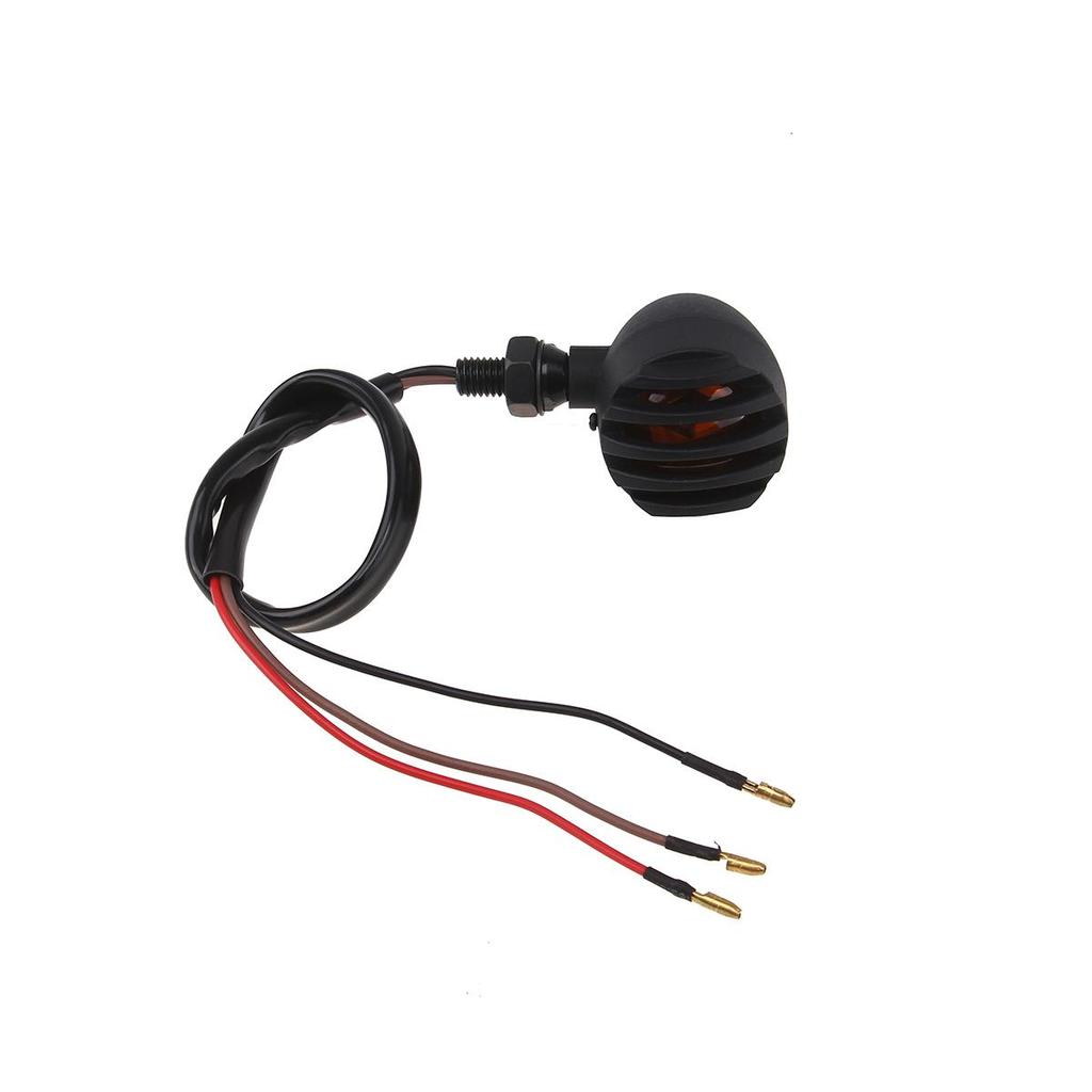 2 Pcs Universal 12V Motorcycle Turn Signal Lights Black Metal Bullet Blinker Amber Indicator Lamp with Grilled Lens Cover