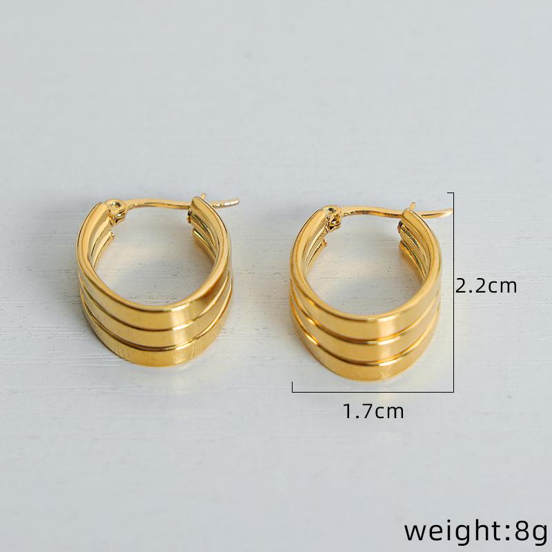 New Stainless Steel Simple Hoop Earrings for Women Copper Color Distort Earrings Personality Femme Popular Accessories