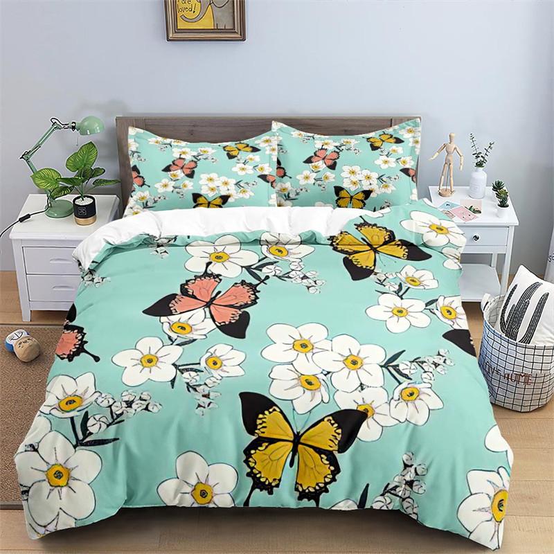 

Butterfly Duvet Cover Colorful Butterfly Bedding Set Microfiber Rustic Wild Animal Comforter Cover Twin King for Boys Girls Room EU Single(135*200cm)3pcs