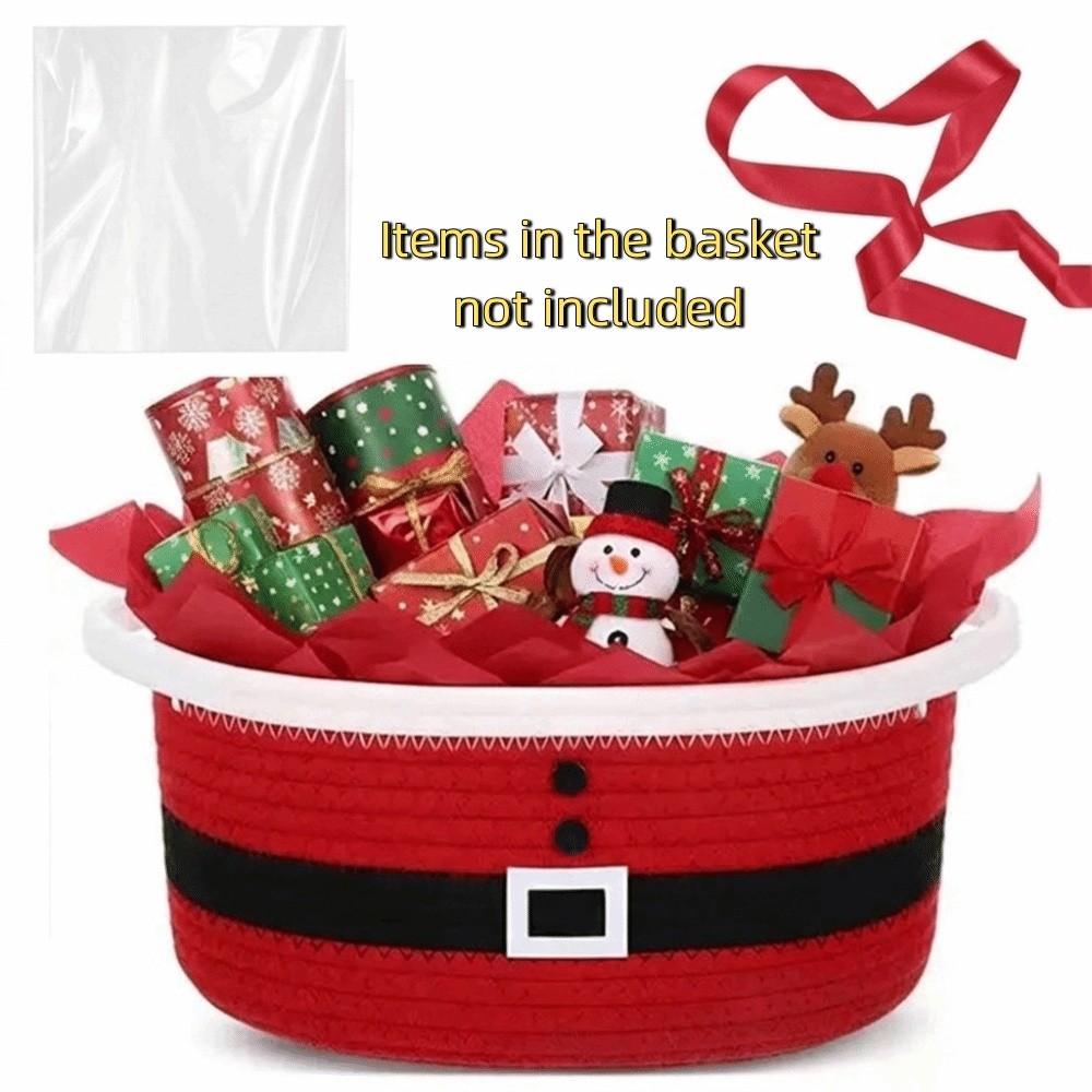 Cotton Rope Christmas Woven Storage Basket Large Capacity Small Item Storage Basket  Xmas Gifts
