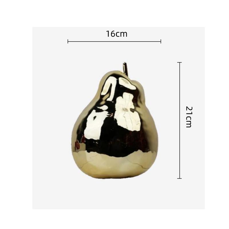 Golden Pear Resin Handicraft Simulated Fruit Sculpture Abstract Pear Decorative Figurines Home Decoration Accessories