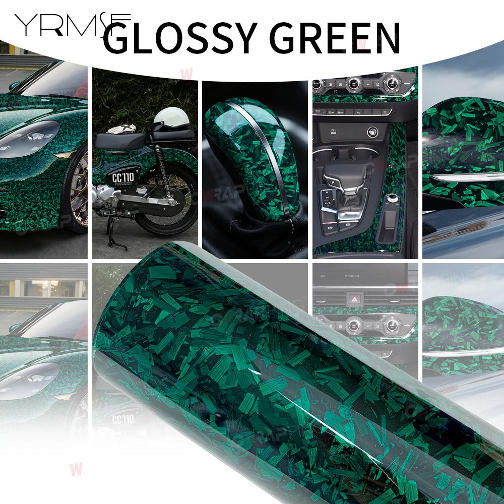 Carbon Fiber Sticker Car Film Covering Exterior Car Stickers Glossy Green Motorcycle Accessories Auto Forged Carbon Wrap Vinyl