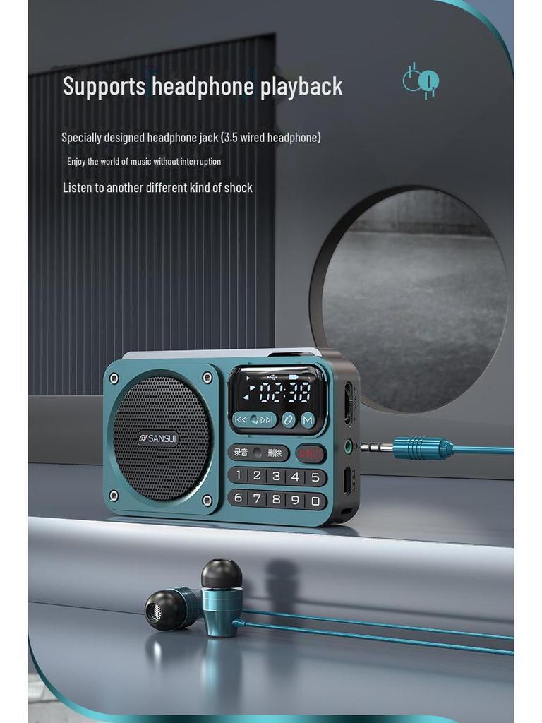 Sansui/Shanshui F22 bærbar Bluetooth-høyttaler med FM-radio og USB-opptak