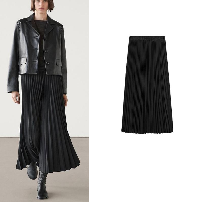 Fall and Winter New Women's Clothing French Style All-Matching Drape Elegant Mid Length Long Length Pleated A- line Overall Dress 5215583