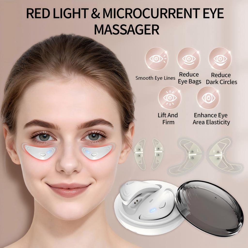 Red Light Microcurrent Eye Massager LED Under Eye Patches Eye Care Device Eye Rejuvenation Pads for Puffy Eyes and Dark Circles