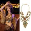 Colorful Stone Ethnic Style Necklace Geometric Sweater Chains Bohemia Tassel Necklace  Festival