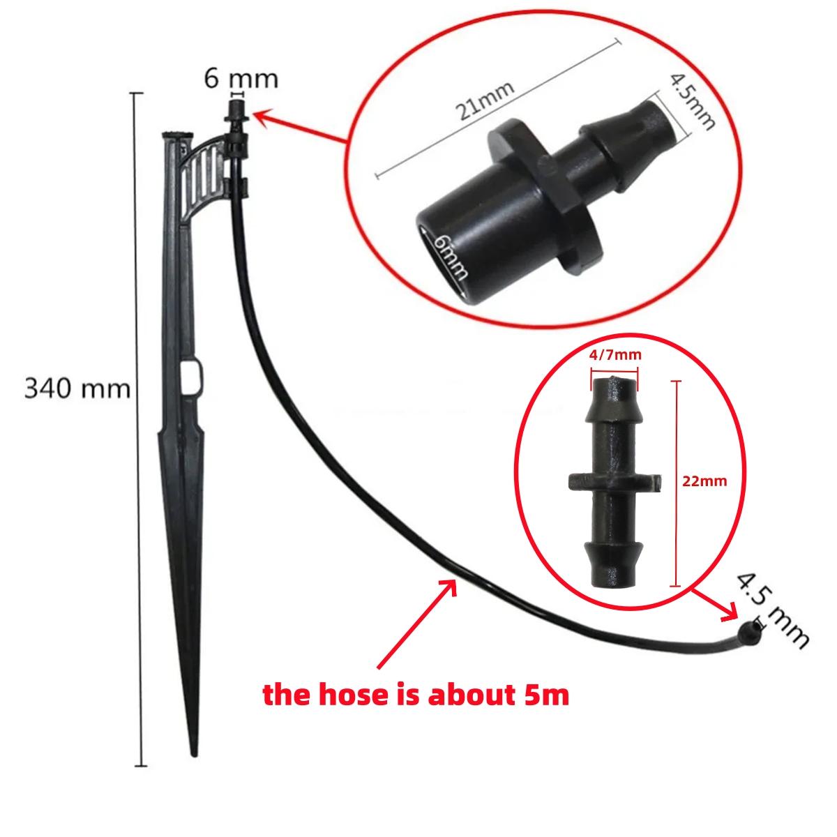 

5m 4/7mm Hose Micro Nozzle Bracket Kit 6mm Interface Length 47cm Garden Agriculture Orchard Irrigation Sprayer Head Spike Holder