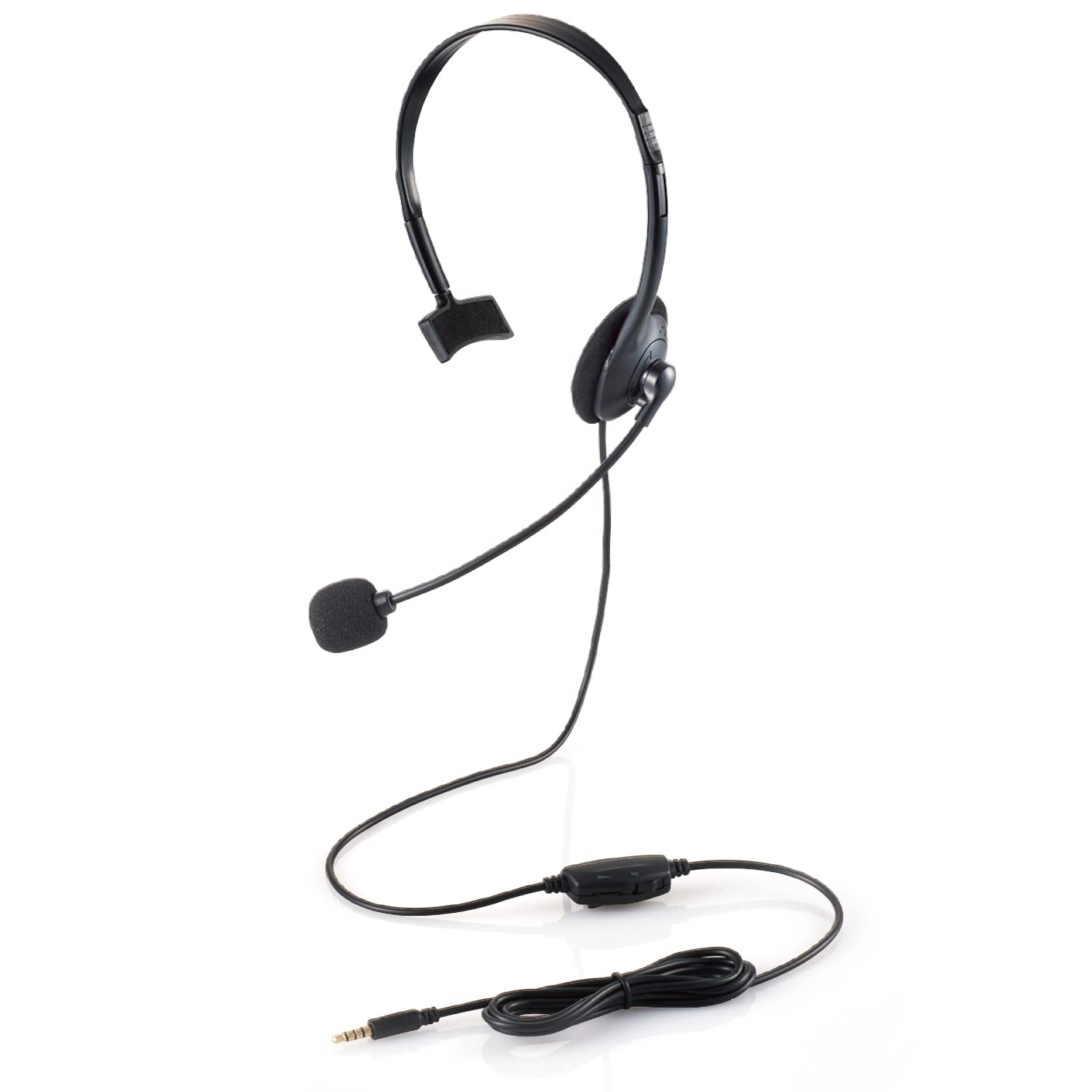 

ELECOM Single Headset Ear with Mute Volume Flexible Black HS-HP01MTBK (Left Only), Microphone, 4-Pole 3.5mm Connection, Function, Adjustment, Arm, чорний