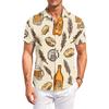 Men's Casual Loose Fit Short Sleeve Shirt with Festival Printed Pattern Button Down Design for Everyday Wear