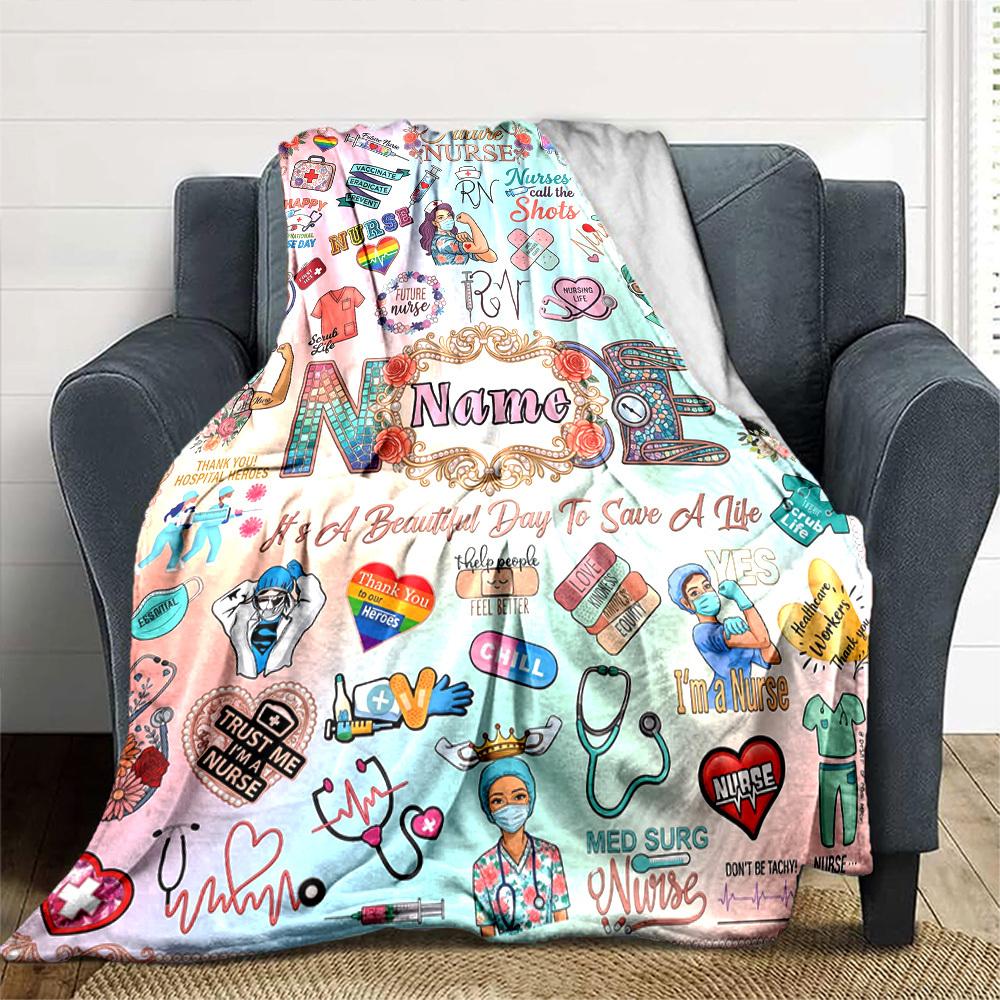 Nurse'S Legacy Blanket Personalized Name Soft Warm And Versatile For Sofa Bed Office And Travel Machine Washable Comfortable In All Seasons Best