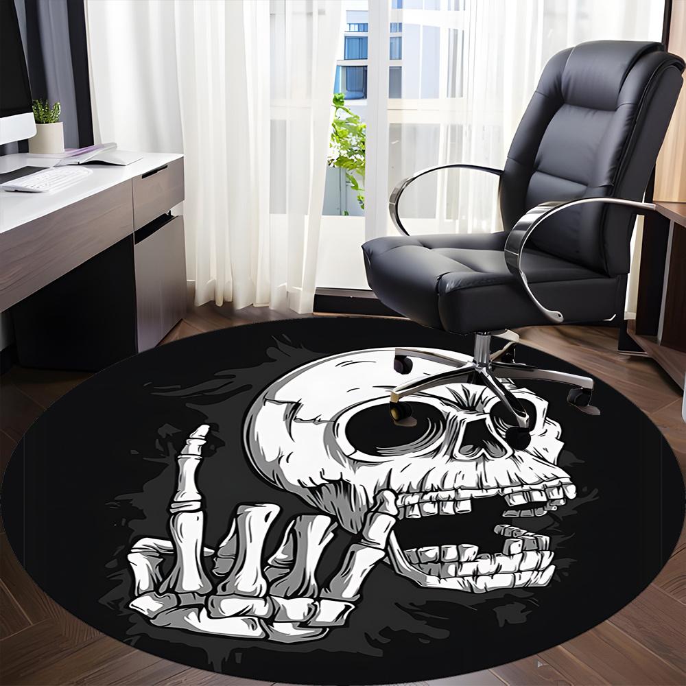 1pc Skull Hand Office Round Area Rug, Indoor Mat Suitable ForOffice, Under Office Chairs Bedroom Living Room Home Decor, Room Deco q101