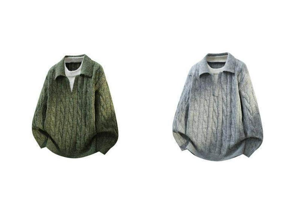 Men's French Retro Cable Knit Sweater - Autumn/Winter Two-Piece, Loose Lapel Style