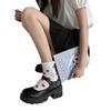 Mary Jane women's shoes small leather shoes British new platform single shoes retro Mary Jane shoes black glossy wedges