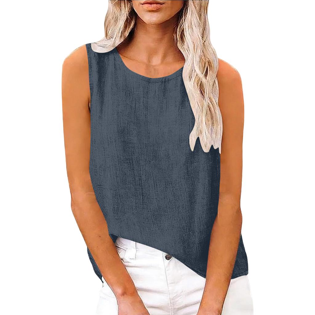 Women's Sleeveless Cotton And Linen Top For Spring And Summer