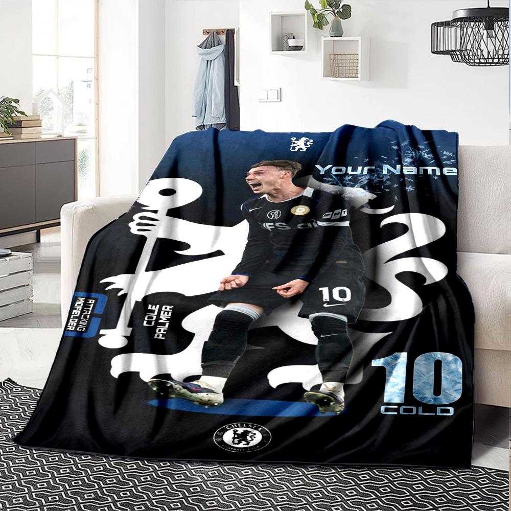 Chelsea Fc Football Player Personalized Text Blanket Gift Personalized Blanket Ultra-Soft Suitable for Bed Chair Living Room Bedding All-Season Use