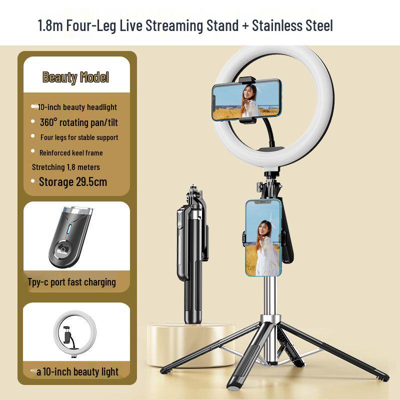 1.8m Anti-Shake Gimbal Selfie Stick Tripod for Mobile: 360° Rotation, Ideal for TikTok Live Streaming and Handheld Shooting.