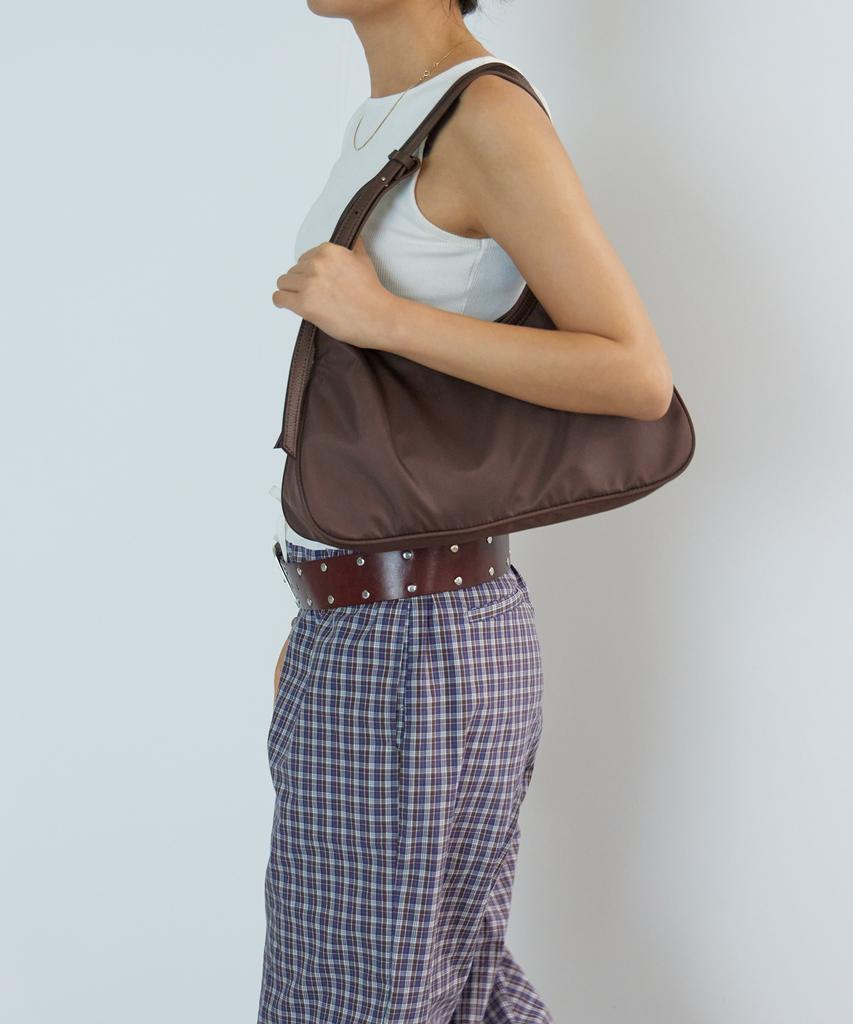 Haveawhale Nylon Two Handle Baguatte Bag Brown