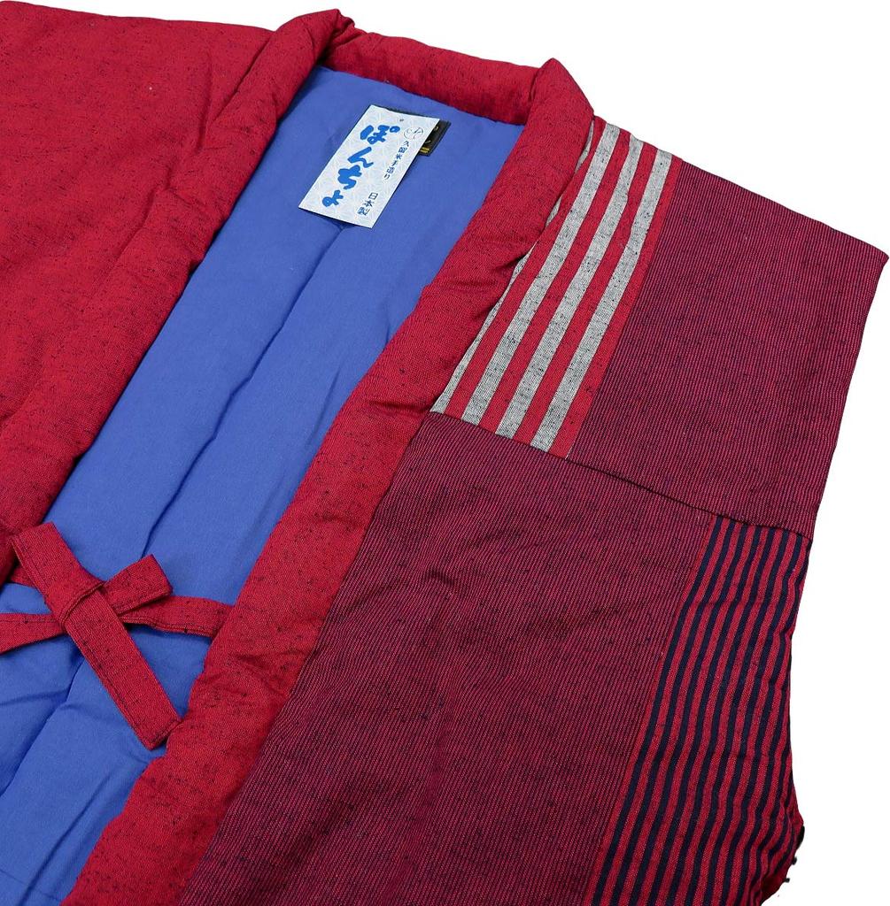 Authentic padded happi sleeveless Patchwork C free size Made in Japan [Yoshiwaka] Kurume-made coat, poncho! (red tones) Men's