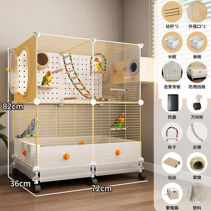 Gaiola Grande para Pássaros Papagaios com Design Anti-Espalhamento para Calopsitas e Periquitos, Aviário de Luxo para Periquitos Casa de Voo Premium para Animais de Estimação
