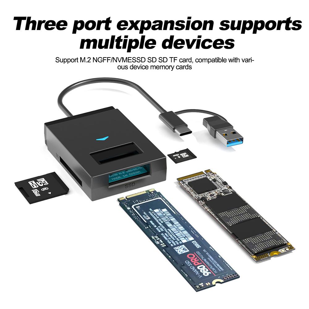 M.2 NVMe NGFF SSD Enclosure 10Gbps USB 3.1 To M.2 NVMe NGFF SSD Hard Drive Adapter Converter Support SD TF Card Reader Direct insertion