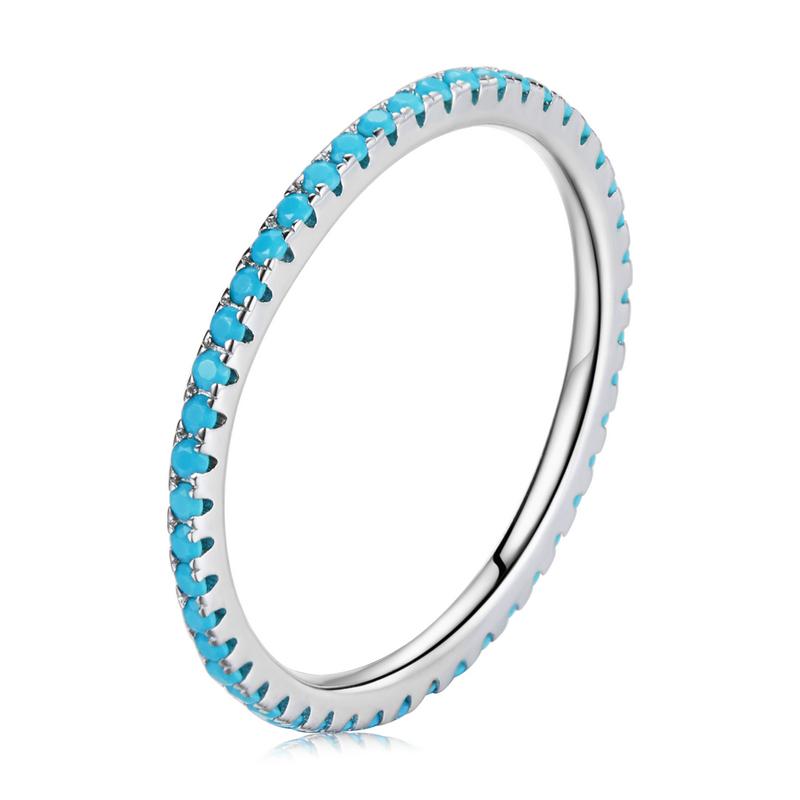 925 Sterling Silver Full Paved Simulated Diamond Stackable Rings, Women Gold Plated Engagement Eternity Bands Colored CZ
