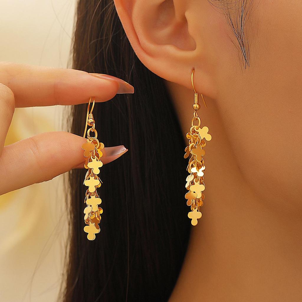 Luxury Rhinestone Floral Tassel Dangle Earrings for Women - French & American Style