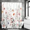 Spring Flower Plant Shower Curtain, Bathroom Decorative Shower Curtain, Waterproof Shower Curtain with Hooks