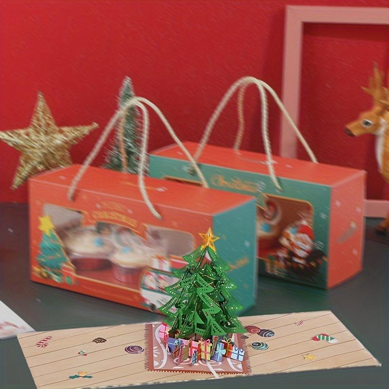 1 buc Felicitare 3D de Crăciun - Brad de Crăciun verde, Felicitare handmade cu urări, Un plus festiv pentru petrecerile de Crăciun