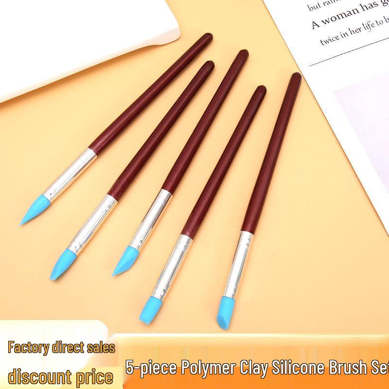 

5-Piece Soft Silicone Eraser & Embellishment Pen Set for Polymer Clay & Nail Art Silicone Pen