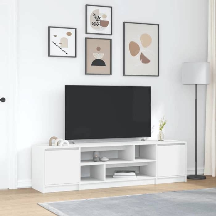 VidaXL Meuble TV blanc 188,5x41x50 cm bois d'ingénierie, support TV, meuble télé, meuble multimédia, banc TV, meuble hifi, 3328417