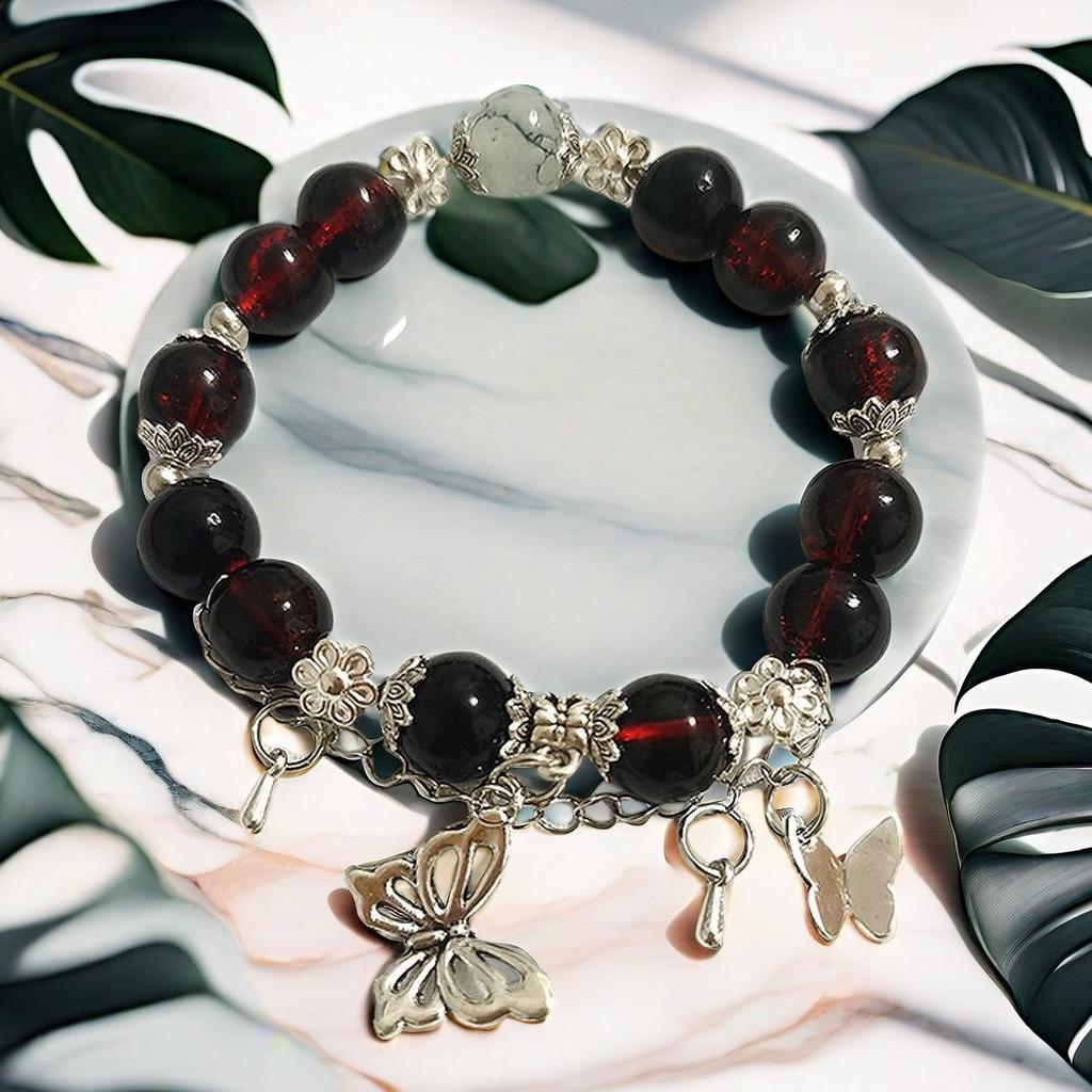 Super Fairy Forest Gradient Glass Bracelet - Chic Chinese Style Gift for Women and Best Friends, Lightweight Luxury Accessory