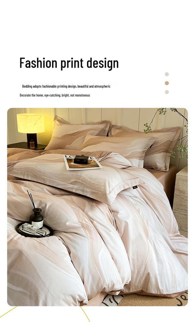 Pure Cotton Fresh Style Bedding Set: Modern Minimalist Duvet Cover, Sheet & Fitted Sheet for Spring/Summer