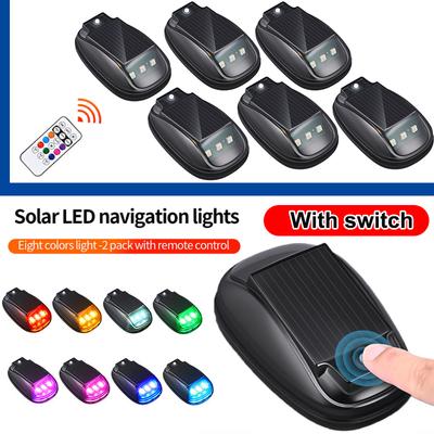 2/4/6x Solar RGB LED Strobe Lights 8 Colors LED Flash Position Wireless Light Aircraft Airplane Helicopter Warning Lights