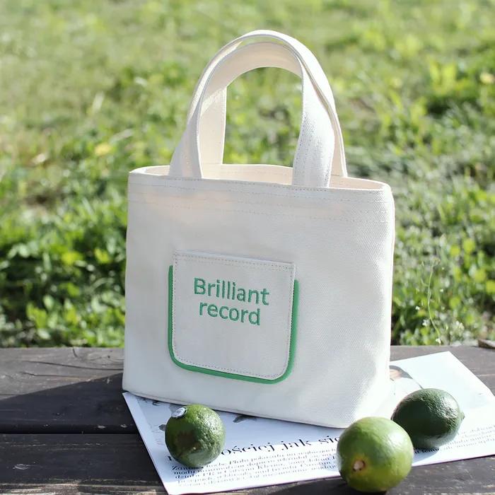 Mini tote pocket canvasbag_Apple green