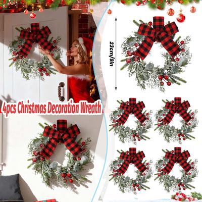 23cm Künstlicher Weihnachts-Seetang-Kerzenleuchter-Kranz, Weihnachts-Tischdekoration, Künstlicher Weihnachts-Seetang-Kerzenleuchter-Kranz
