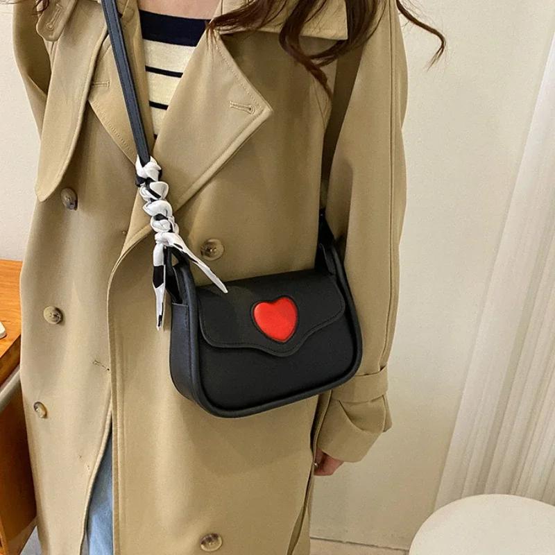 Hot Models Cute Lovely Women's Small Square Shoulder Bag Fashion Women's Crossbody Simple Women's Purse Handbag with Scarf