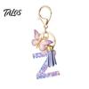 Talos Purple Series Keychain Pendant, Sequins Star Initial Letter Charm Key Chain with Butterfly Tassel Design, A-Z Holder for Bag Purse Backpack