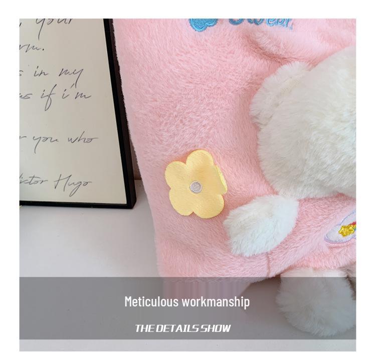 Autumn/Winter Women's Plush Cartoon Tote Bag with Large Capacity