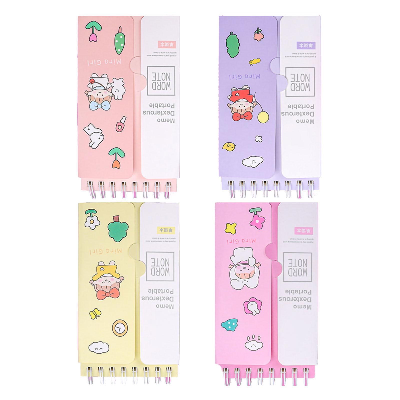 

4 шт. Маленькая книга Маленький портативный складной блокнот со спиральным переплетом для английских слов Карманный блокнот