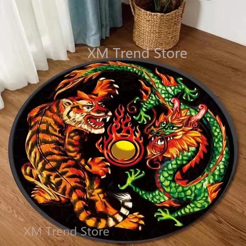 Fashion Dragon Round Circle Mat Carpet Rug for Living Room Bedroom Door Floor Mat Furnishing Home Decor Alfombra Dropshipping