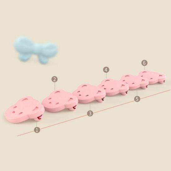 6Pcs Bear Bowknot Shape Kids Nappy Cloth Bib Safety Locking Pins Clip Holder