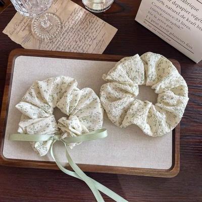 Elegant Floral Bow Hair Rope for Women Temperament High Ponytail Hair Tie Fashion Does Not Damage Hair Scrunchie