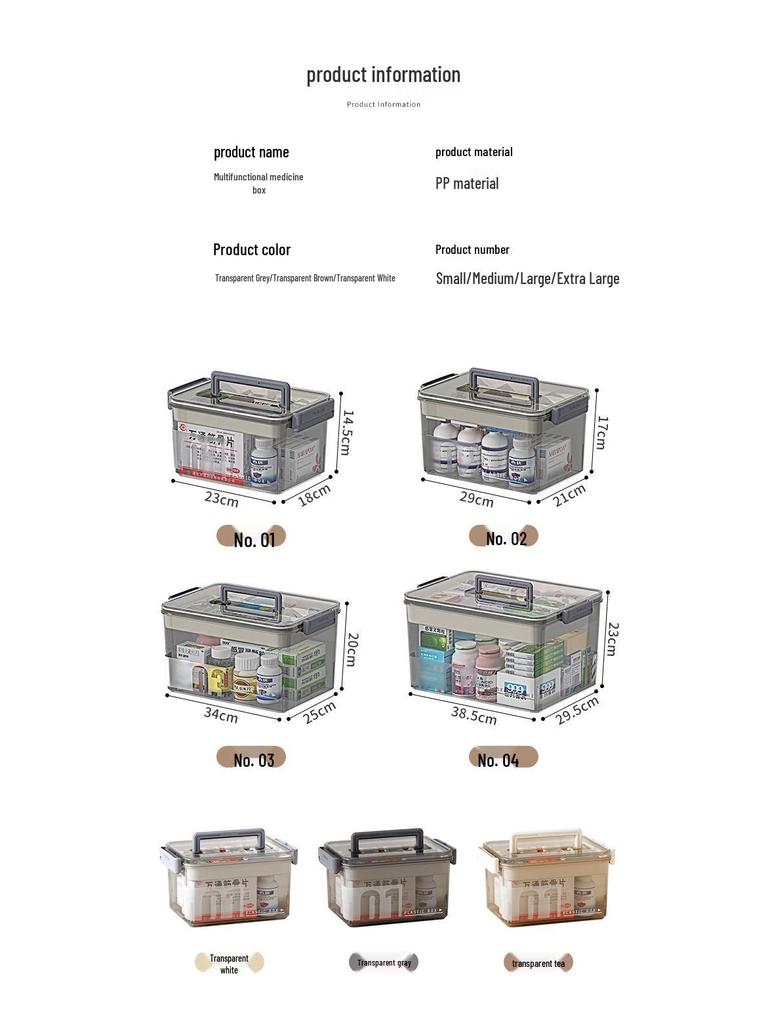 Familienpackung Tragbare Medikamentenaufbewahrungsbox - Mehrschichtig, Transparent, Erste-Hilfe-Koffer mit großer Kapazität