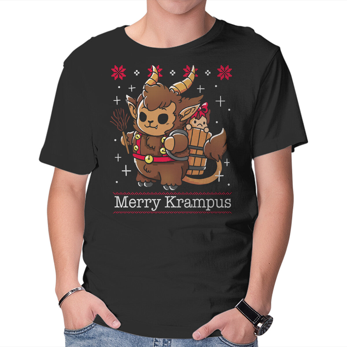Unisex Crew Neck T-Shirt Merry Krampus To All Graphic Short Sleeve Casual Tee M