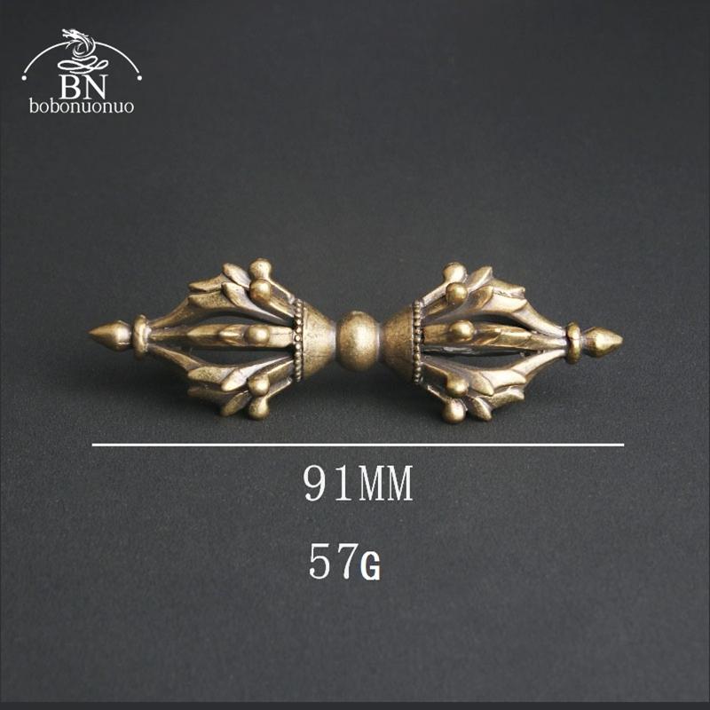 Vintage Copper Vajra Pestle Feng Shui Ornament Religious Collection Buddha Instrument Home Decorations Antique Brass Desk Decors