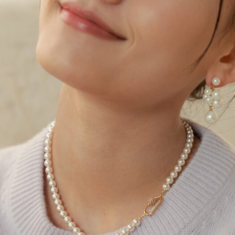 TATIANA CLASSIC PEARL POINT LOCK NECKLACE_nz1044