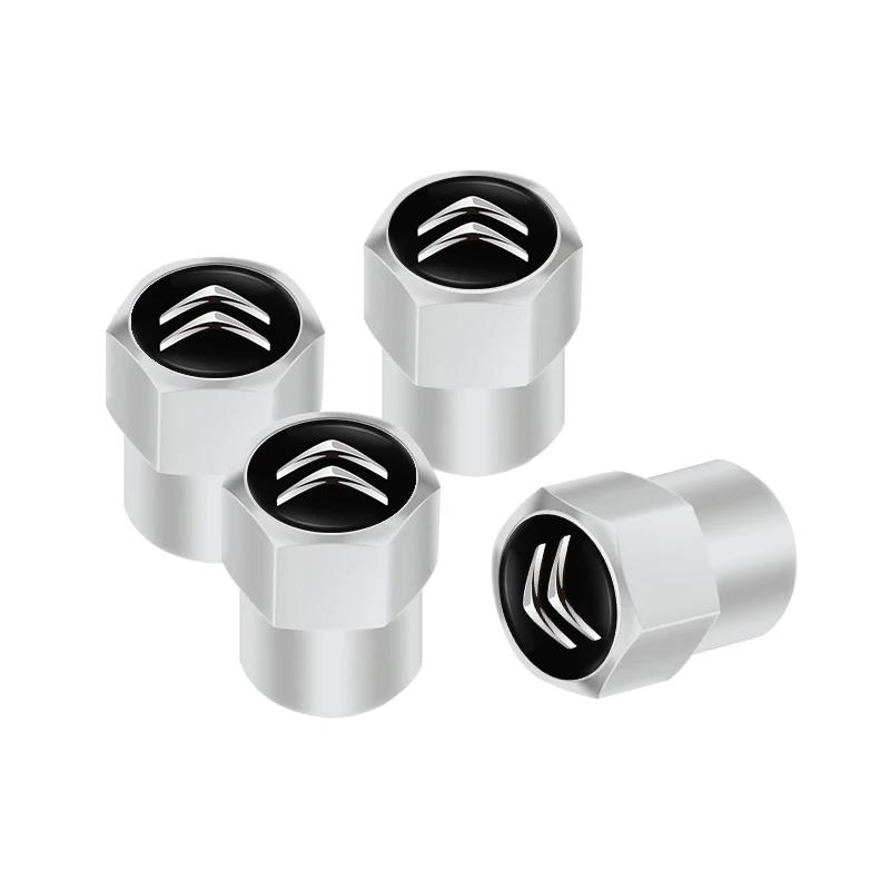 Car 3D Metal Logo Wheel Stem Air Valve Caps Tire Dust Covers For Citroen e-C3 e-C4 X C5X C3 C4 Cactus Picasso C-Crosser C6 C1