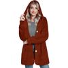 Women's Long Sleeve Button Pocket Casual Plush Hooded Jacket