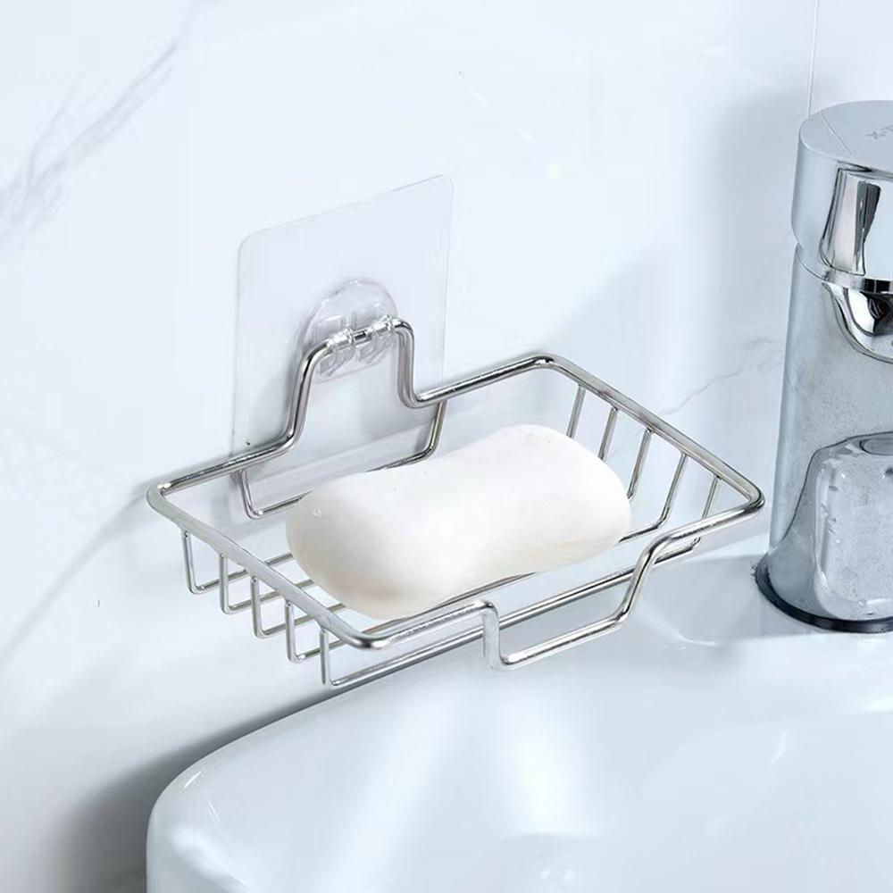 1 Stainless Steel Soap Holder For Household, Non-Punching Wall Hanging Soap Tray, Suitable For Bathroom, Kitchen, Square